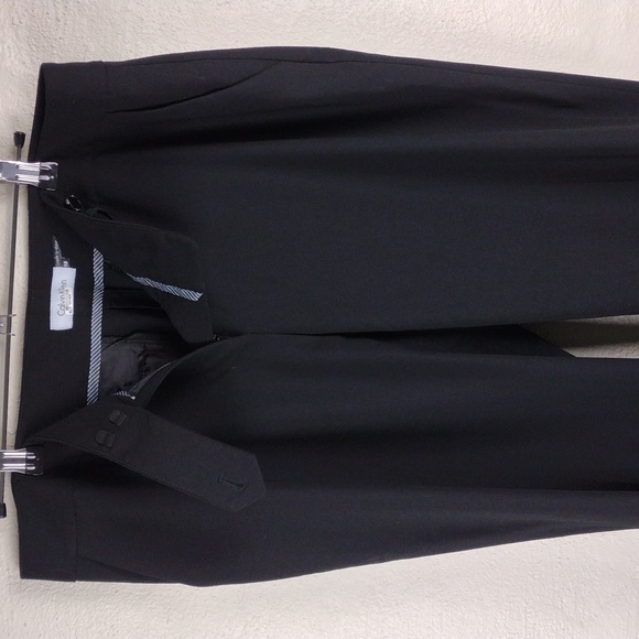 Calvin Klein Black Mid Rise Flat Front Button Zipper Flare Leg Trouser Pant - Picture 4 of 12